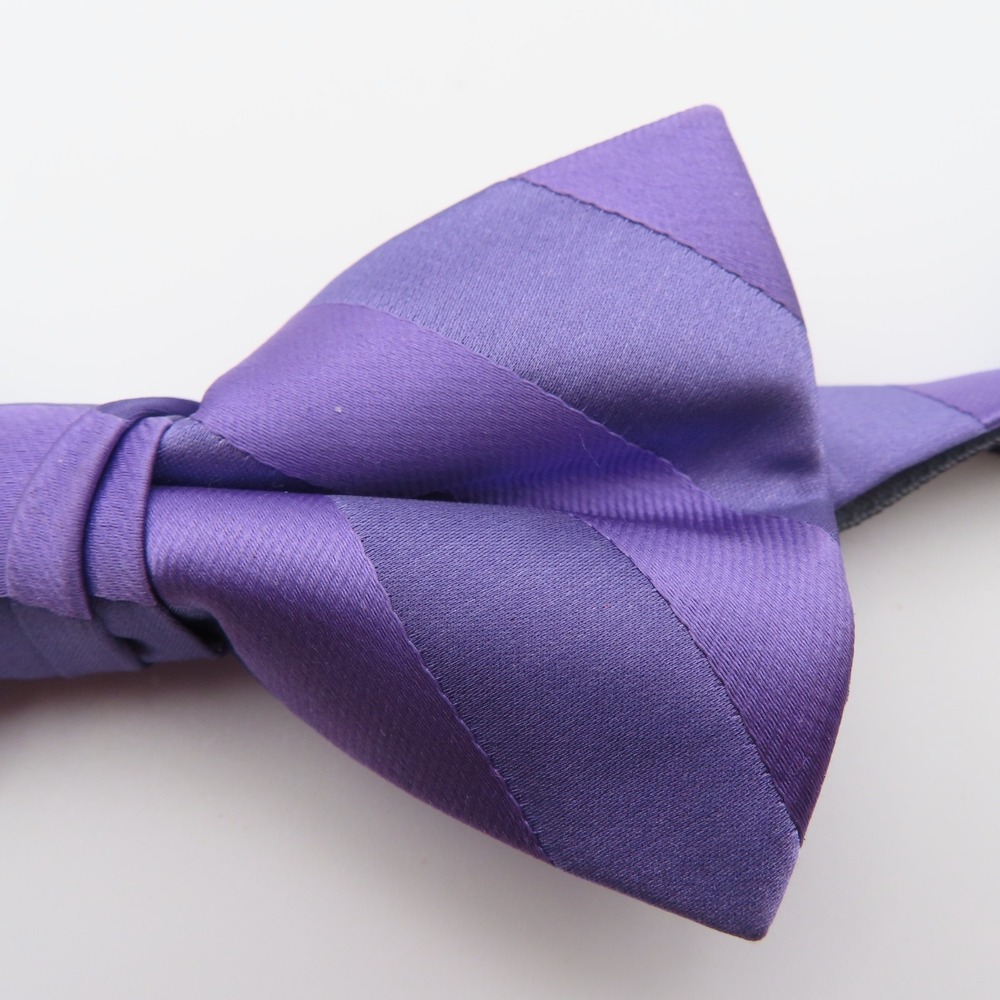 Stacy Adams Bow Tie Purple Striped 2.5" Wide Pre Tie Polyester - Picture 2 of 4